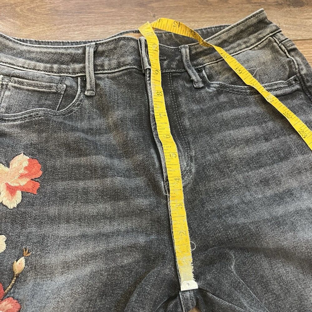 Driftwood Roxy Boot Cut Flare Black Jeans Embroidered Flowers Roses Sz 28 -28x27 - Picture 5 of 7